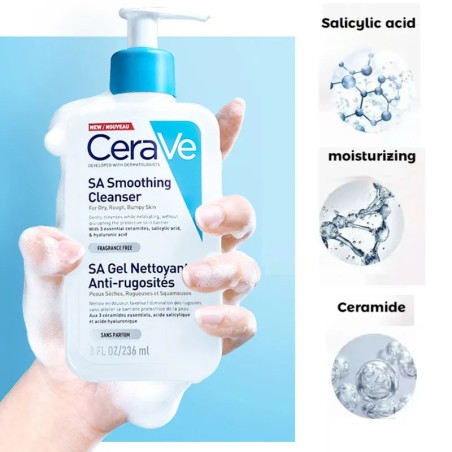 CERAVE SA GEL NETTOYANT ANTI-RUGOSITES PEAU SECHE ET RUGUEUSE 236ML – Produits nettoyants | CERAVE  3